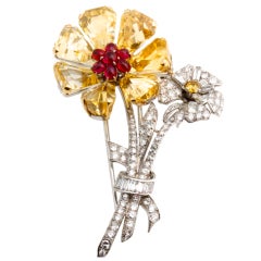 TIFFANY 
CO. Retro Flower Sapphire Brooch
