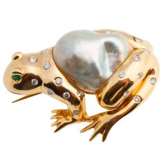 Baroque Pearl & Diamond Frog