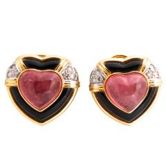 Tourmaline Earrings in 18kt Gold with Diamonds Tourmaline Earrings in 18kt Gold with Diamonds