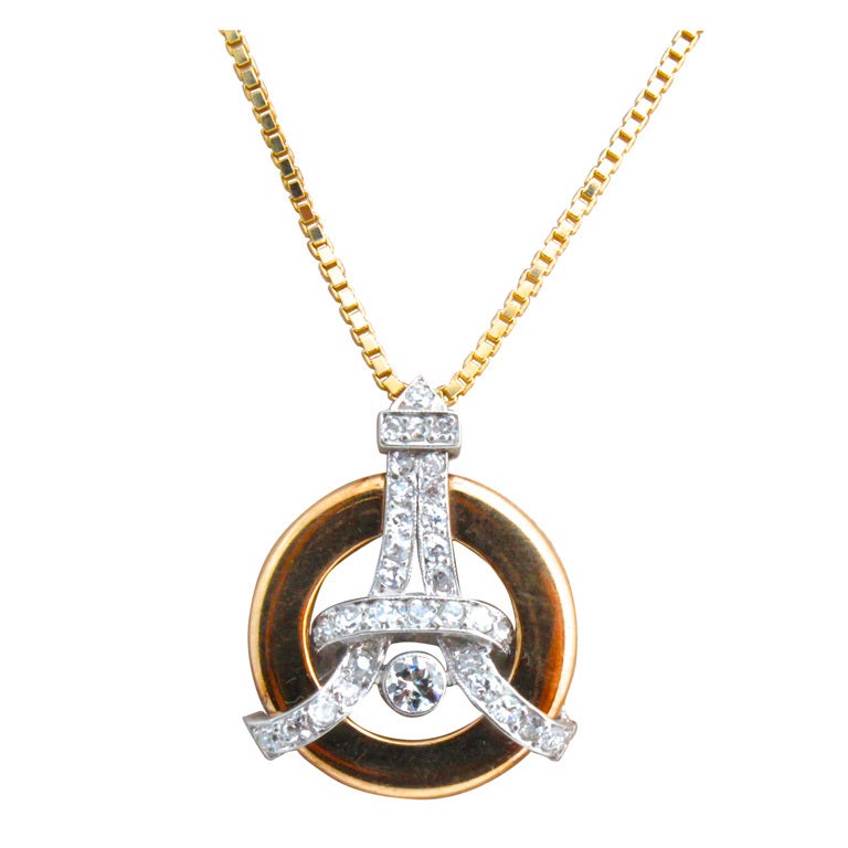 Diamond Platinum Eiffel Tower Pendant at 1stdibs
