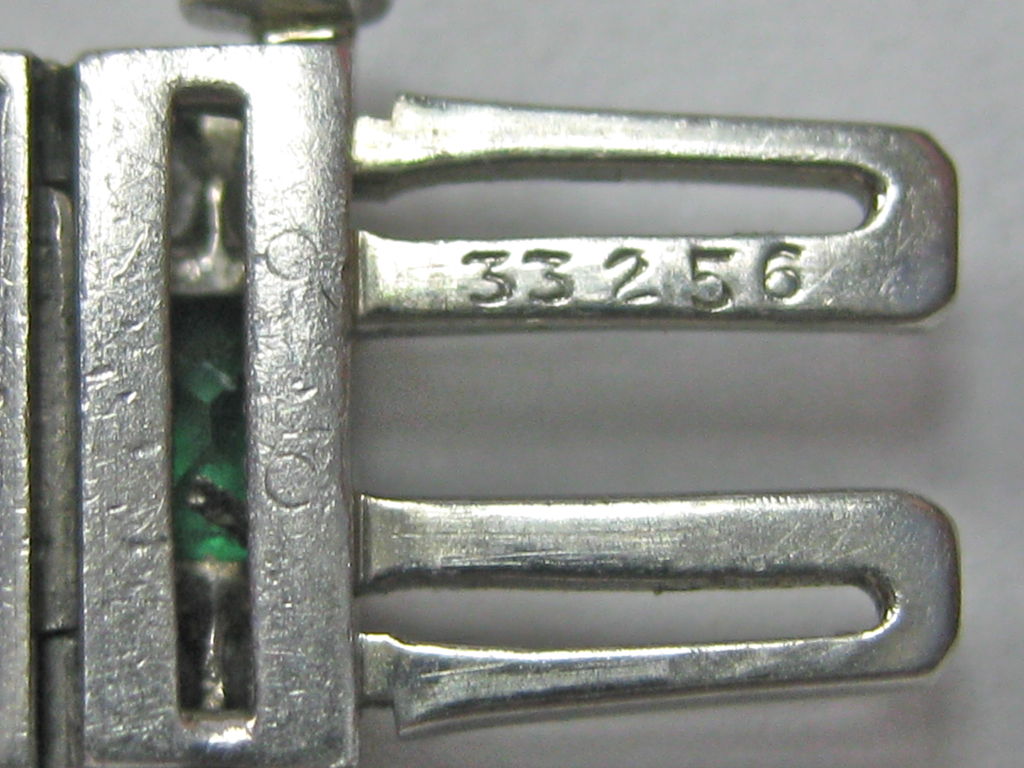 J. E. Caldwell Art Deco Platinum Bracelet in Diamonds & Emeralds For Sale 3