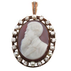 Gold, Hardstone, Pearl and Diamond Cameo