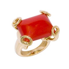 Bold 18K and Coral Ring by Gucci