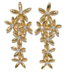 18K & Diamond Asprey Daisy form dangle earrings