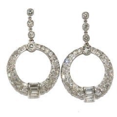 Art Deco Platinum and Diamond Earrings Antique Art Deco Platinum and Diamond Earrings