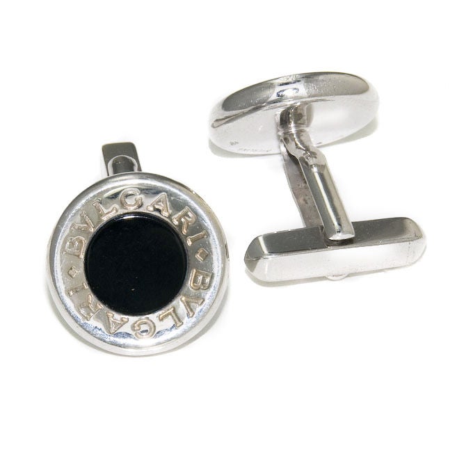 Sterling silver and Black Onyx Cufflinks by Bulgari from the Bvlgari Bvlgari Collection.