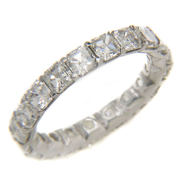 Platinum & Assher Cut Diamond Eternity Band Ring by J.B. Star for J. E. Caldwell, set with 19 Asscher cut Diamonds totaling 4.05 Carats Grading as G-H Color and VS Clarity, With J.B. Star Certificate.