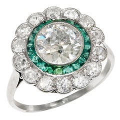 Platinum Diamond 
Emerald Ring 1.80 Carat Center