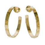 Cartier 18K Yellow Gold Hoop Earrings from the Love Collection. Signed and Numbered.