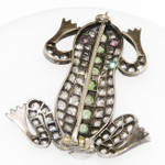 Fine Antique Demantoid Garnet and Diamond Frog Brooch