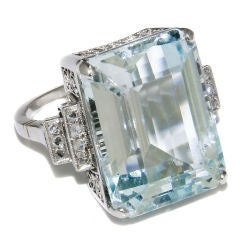 Platinum, Diamond & Aquamarine Ring
