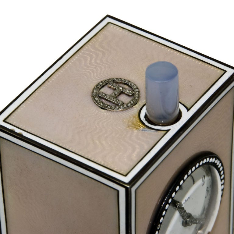 CARTIER 1920's Minute Repeating Enamel Desk Clock