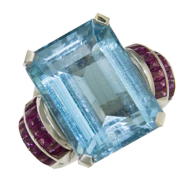 Art Deco Aquamarine Ring 1