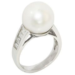 Platinum Diamond & South Sea Pearl Ring