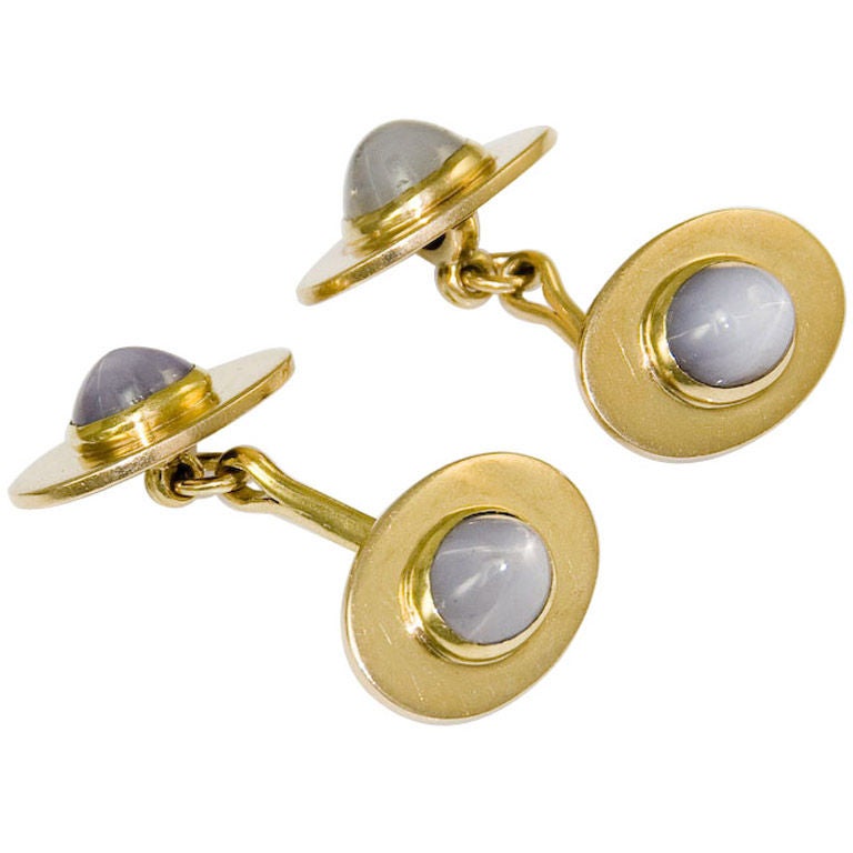 Antique Tiffany and Company 14K and Star Sapphire Cufflinks at 1stDibs
