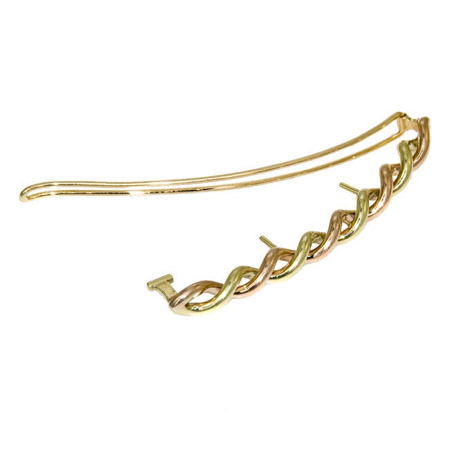 1940s Pink and Green gold hair barette by Cartier