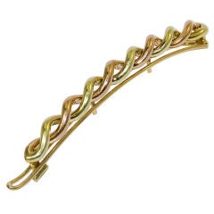 1940s Pink and Green gold hair barette by Cartier