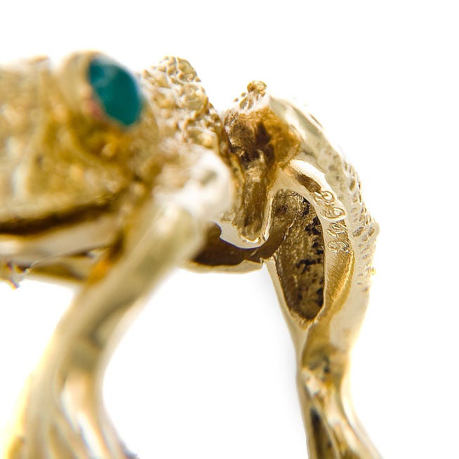 1960s Whimsical 18K Yellow Gold Frog ring 1
