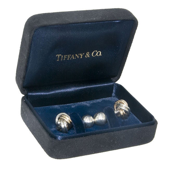 Women's or Men's Tiffany & Company 14K and Sterling silver Knot Cufflinks
