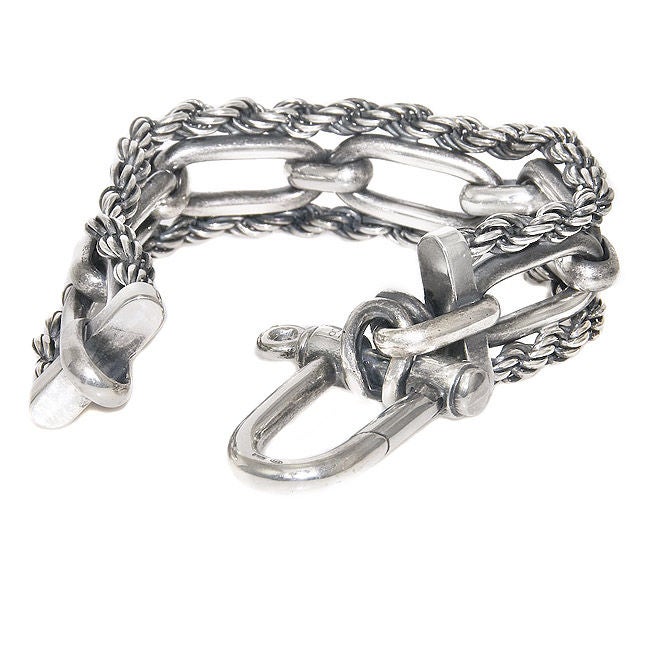 Sleek sterling silver Bracelet in a Nautical design by Gucci.