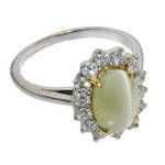 Platinum, Diamond & Chrysoberyl Cats Eye Ring by Oscar Heyman