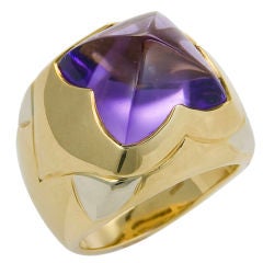 Bulgari 18K & Amethyst Pyramid Ring