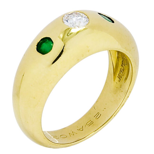 Women's Cartier 18K Diamond and Emerald Ring