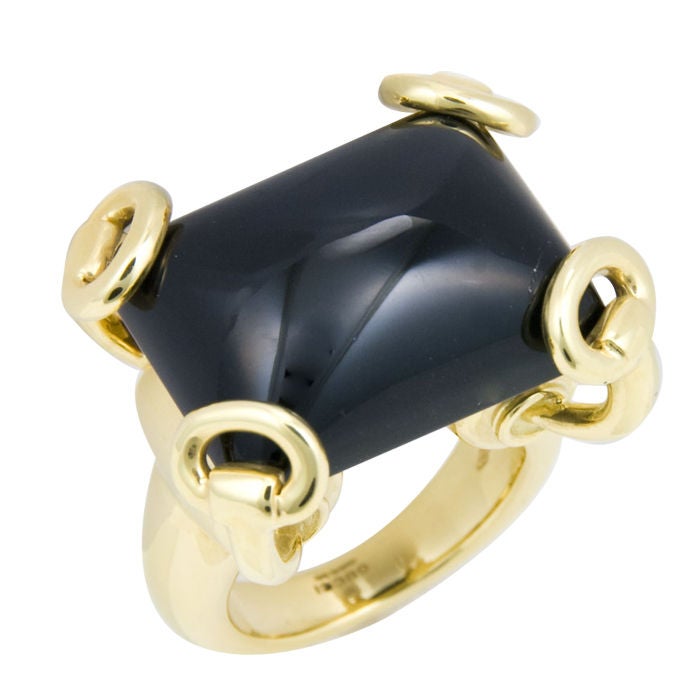 Large 18K and Onyx Ring by Gucci
