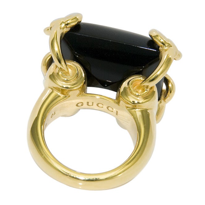 Women's Large 18K and Onyx Ring by Gucci
