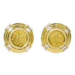 18K Diamond and Coin Earclips by Bulgari