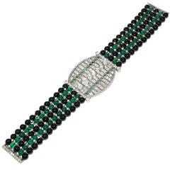 Incredible Art Deco Diamond Onyx Bracelet