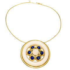 Cartier 18K Ivory & Lapis Vintage Necklace