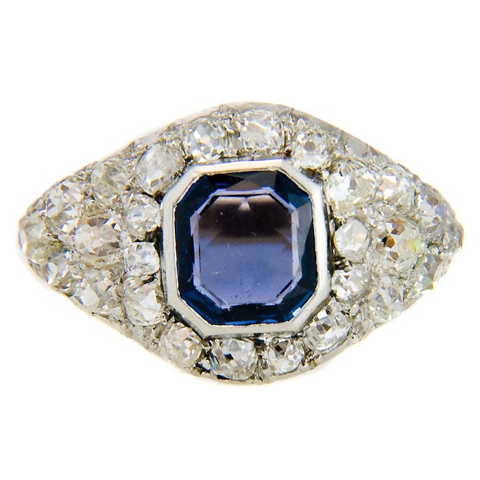 Fine Antique J.E. Caldwell Diamond and Sapphire Ring