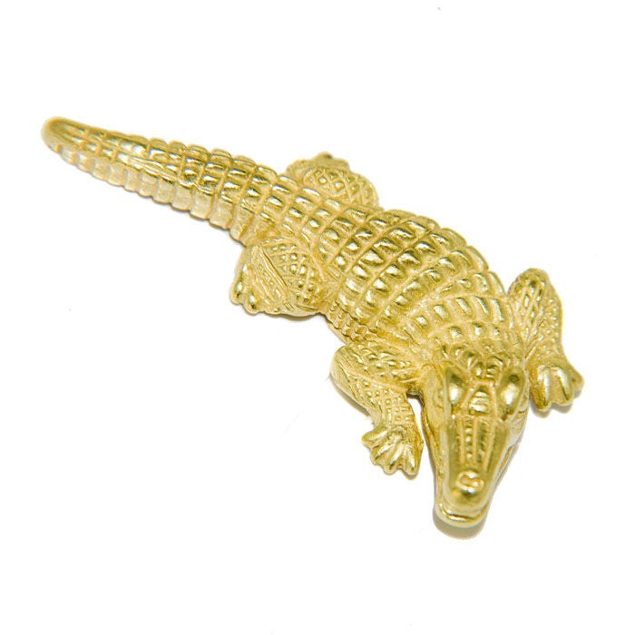 18K Yellow Gold Signed and numbered Alligator Cufflinks by Barry Kieselsten-Cord