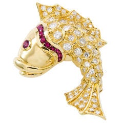 Retro JUDITH LEIBER  Diamond set Fish Brooch