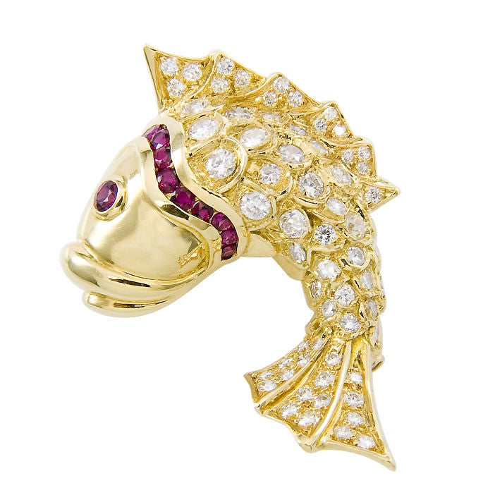 JUDITH LEIBER  Diamond set Fish Brooch