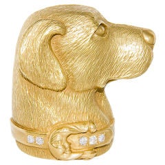 Large Gold Dog Brooch by Kieselstein Cord