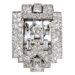 CARTIER Art Deco Diamond Clip Brooch