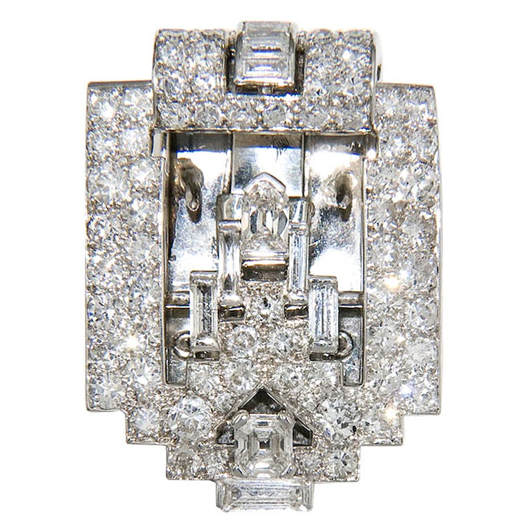 CARTIER Art Deco Diamond Clip Brooch