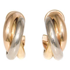 CARTIER Tri Color Gold Trinity Earrings