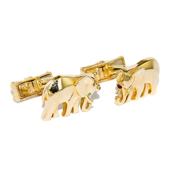 gold baby elephant cufflinks