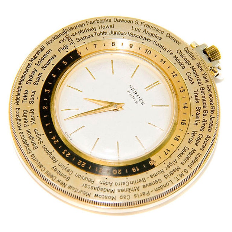 HERMES Paris World Time Pocket Watch