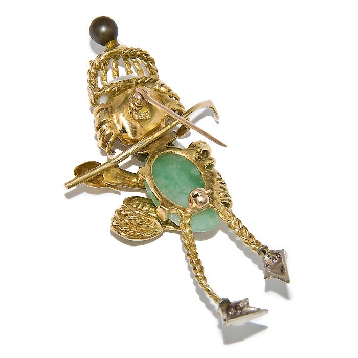 Women's Vintage Whimsical Gold and Gem set lady Golfer brooch