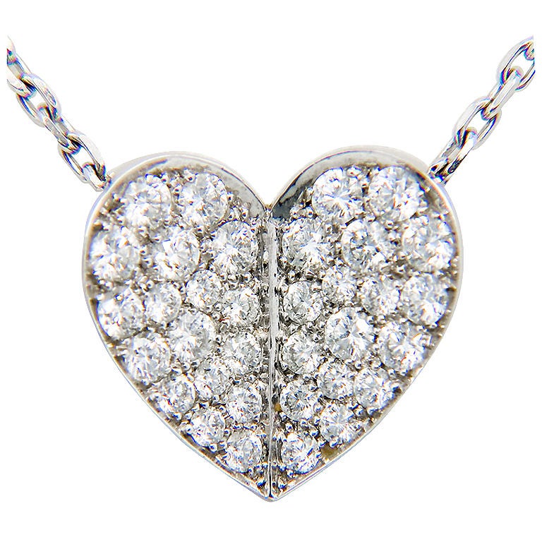 VAN CLEEF & ARPELS Platinum & Diamond Heart Pendant