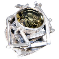 RACHEL GERA Modernist Silver and Citrine Vintage Ring