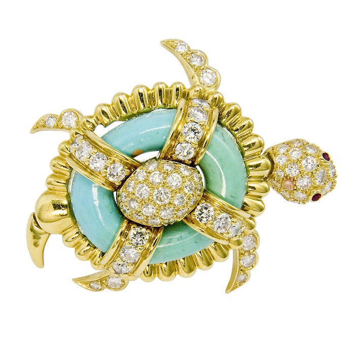 HAMMERMAN BROS. Gold & Diamond Turtle Brooch 2