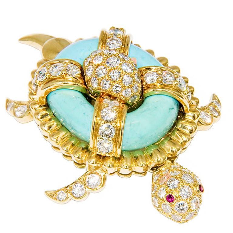 HAMMERMAN BROS. Gold & Diamond Turtle Brooch