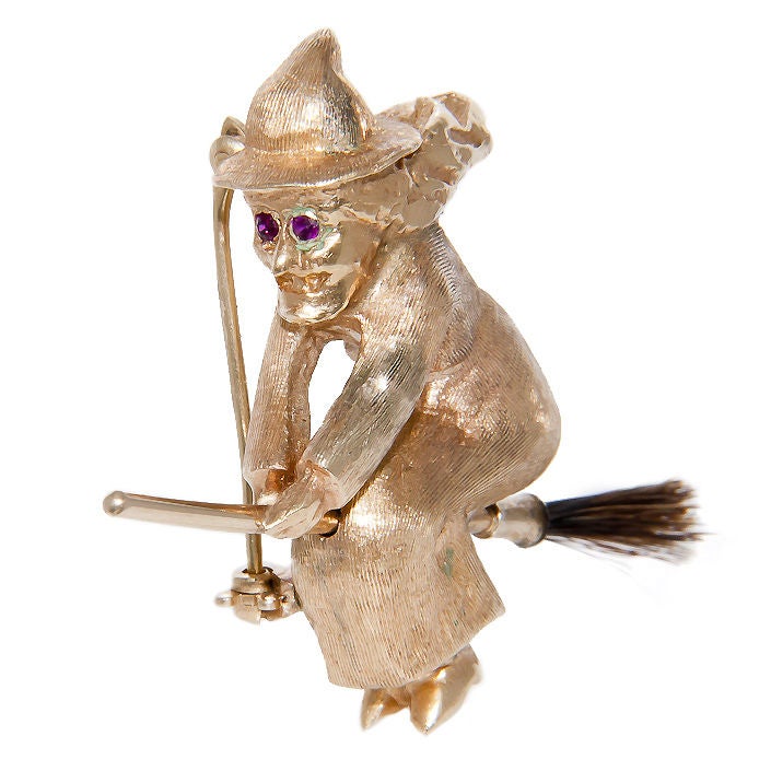 Gold Witch Brooch   BOO !!!!