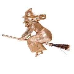 Vintage Gold Witch Brooch   BOO !!!!
