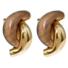 SEAMAN SCHEPPS Gold and Wood Ear Clips